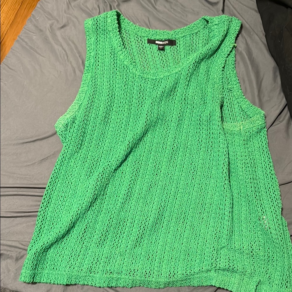 Fashion Nova Green Boxy Ribbed Tank Top